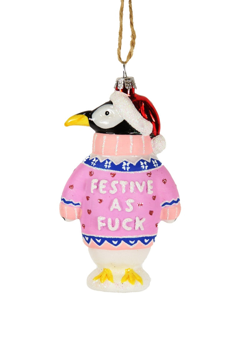 Load image into Gallery viewer, Festive Sweater Penguin Ornament
