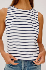 Grace Tank - Ivory Navy Stripe