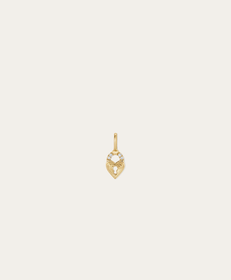 Adina Reyter Groovy Diamond Heart Padlock Mini Charm