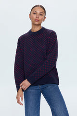 Pistola - Hanna Oversized Heart Sweater - Navy Red Hearts