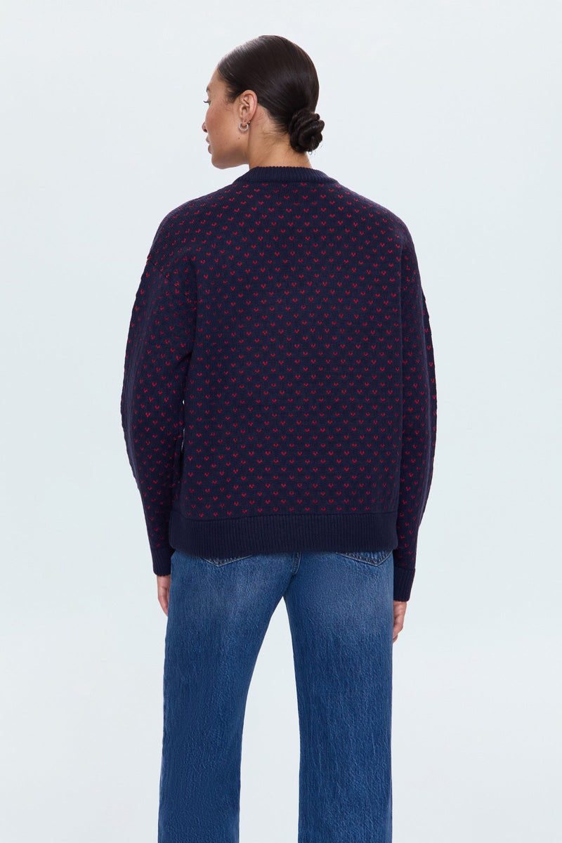 Pistola - Hanna Oversized Heart Sweater - Navy Red Hearts