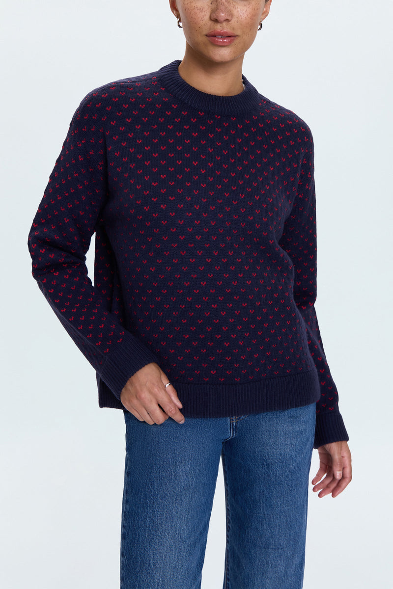 Pistola - Hanna Oversized Heart Sweater - Navy Red Hearts