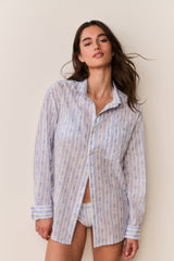 LoveShack Fancy - Hudley Floral Cotton Unisex Shirt - Denim Sky