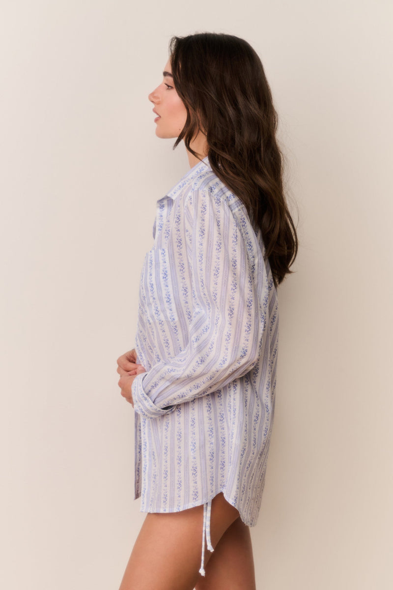 LoveShack Fancy - Hudley Floral Cotton Unisex Shirt - Denim Sky