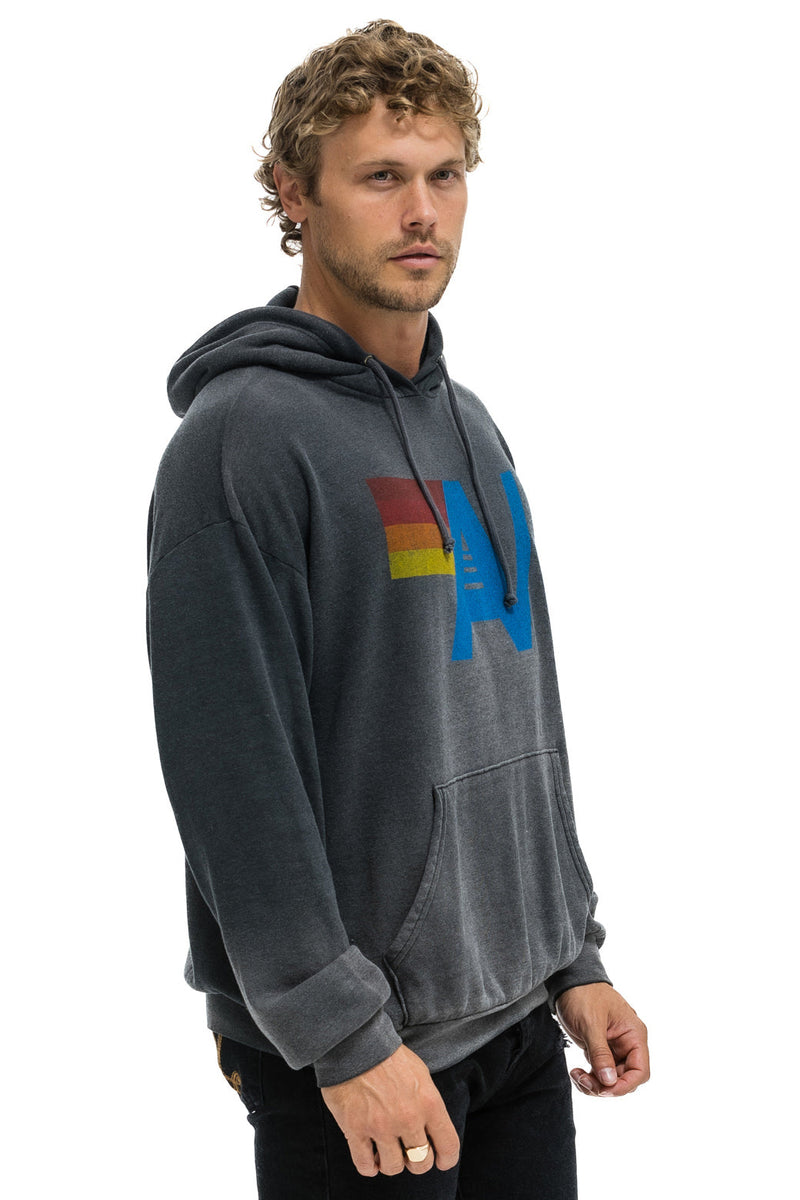Aviator Nation - Vintage Logo Relaxed Pullover Hoodie - Faded Smoke