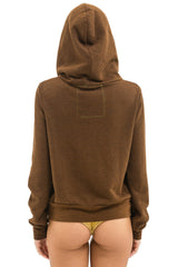 Aviator Nation - 5 Stripe Zip Hoodie - Chocolate / White Neon