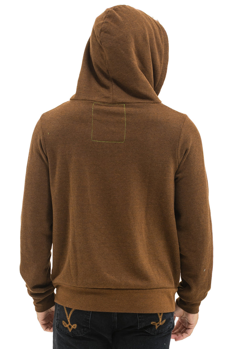 Aviator Nation - 5 Stripe Zip Hoodie - Chocolate / White Neon
