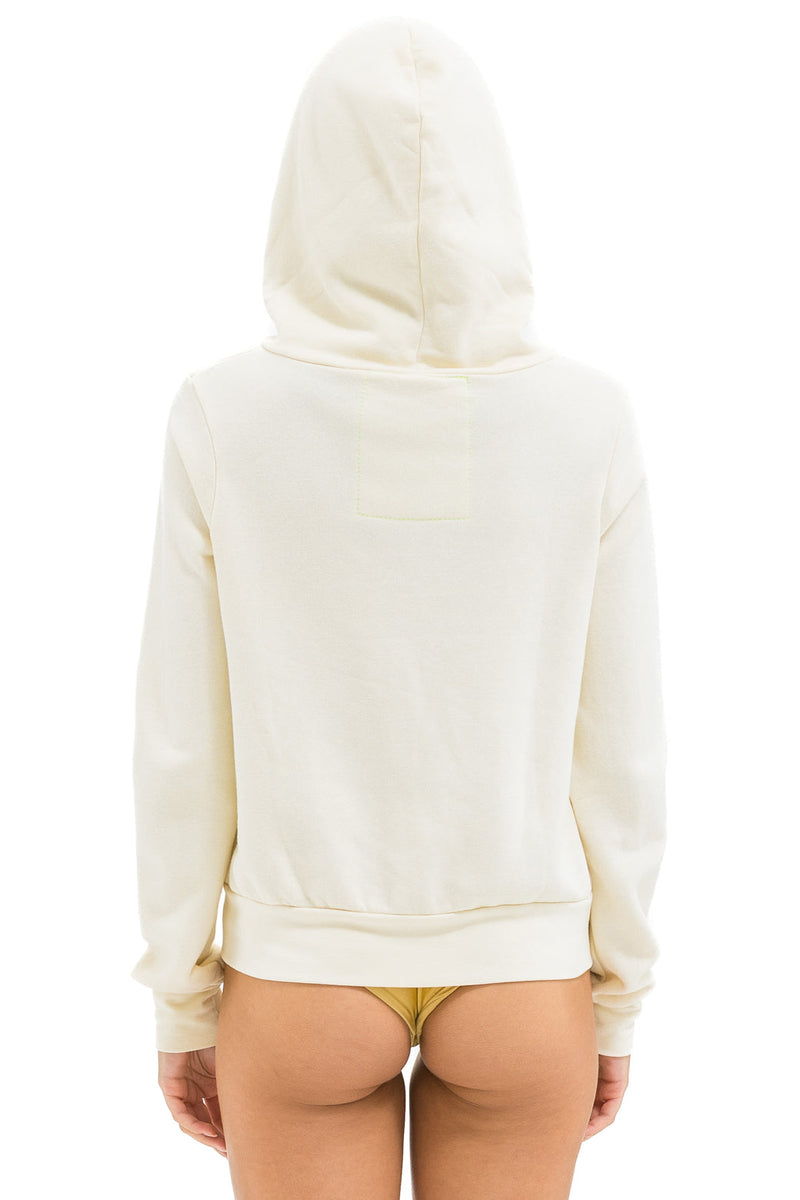Aviator Nation - 5 Stripe Zip Hoodie - Vintage White / White Neon
