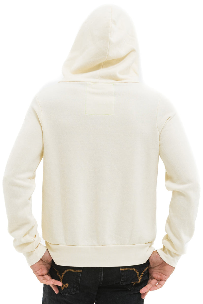 Aviator Nation - 5 Stripe Zip Hoodie - Vintage White / White Neon