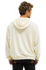 Aviator Nation - 5 Stripe Relaxed Zip Hoodie - Vintage White // Neon