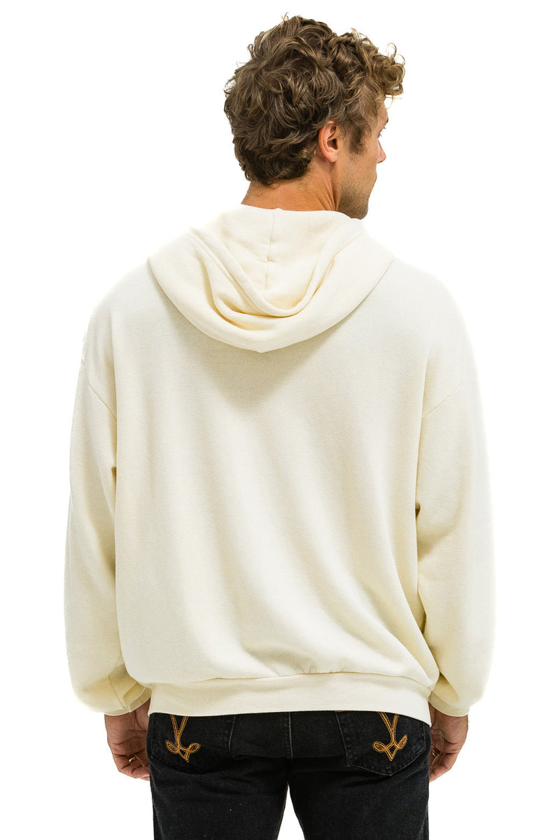 Aviator Nation - 5 Stripe Relaxed Zip Hoodie - Vintage White // Neon