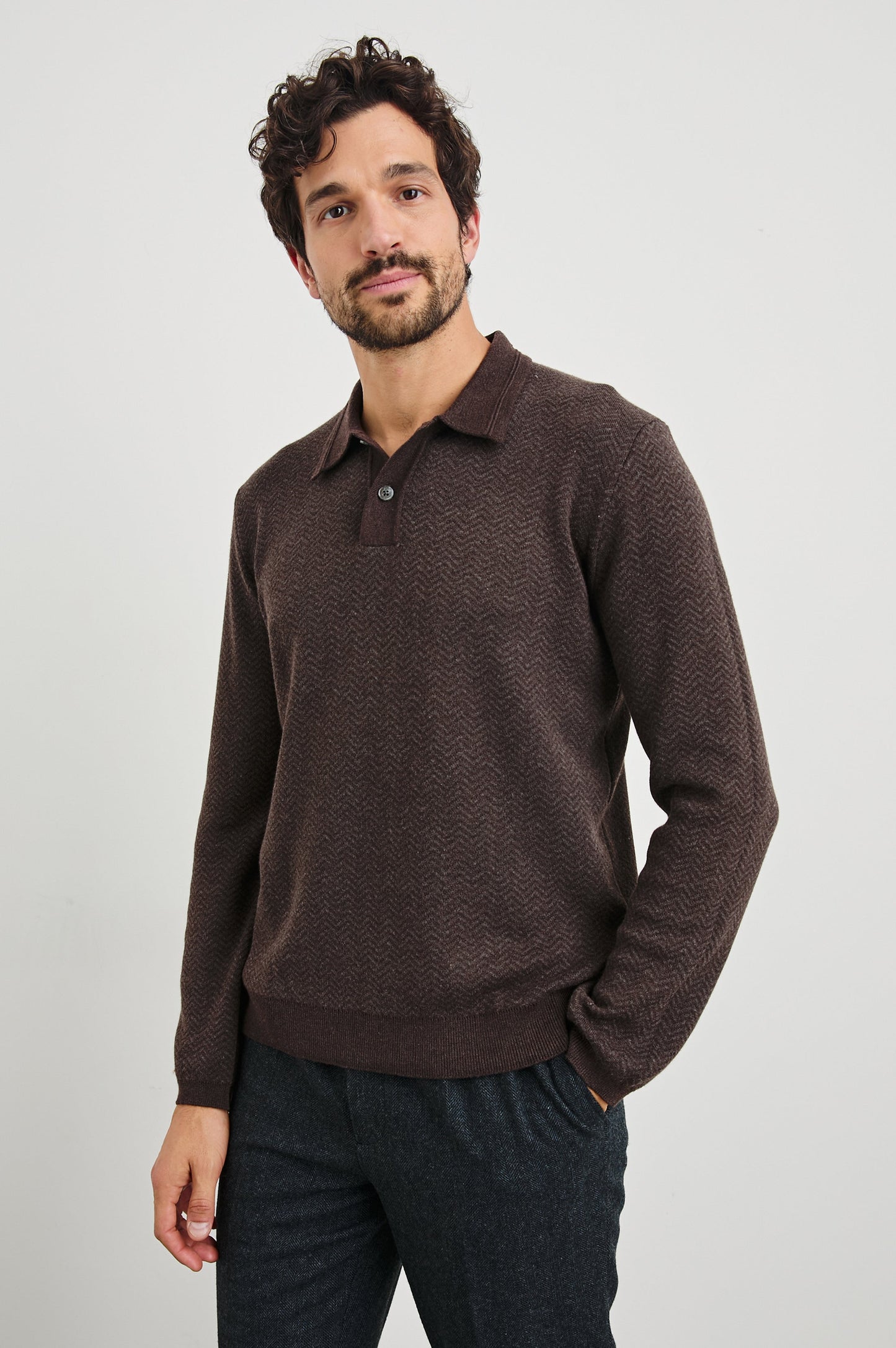 Rails - Herrington Sweater - Brown Herringbone Melange