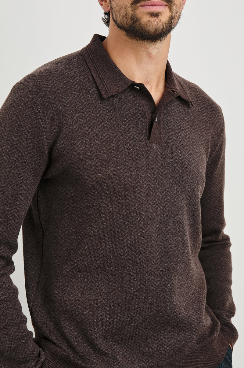 Rails - Herrington Sweater - Brown Herringbone Melange