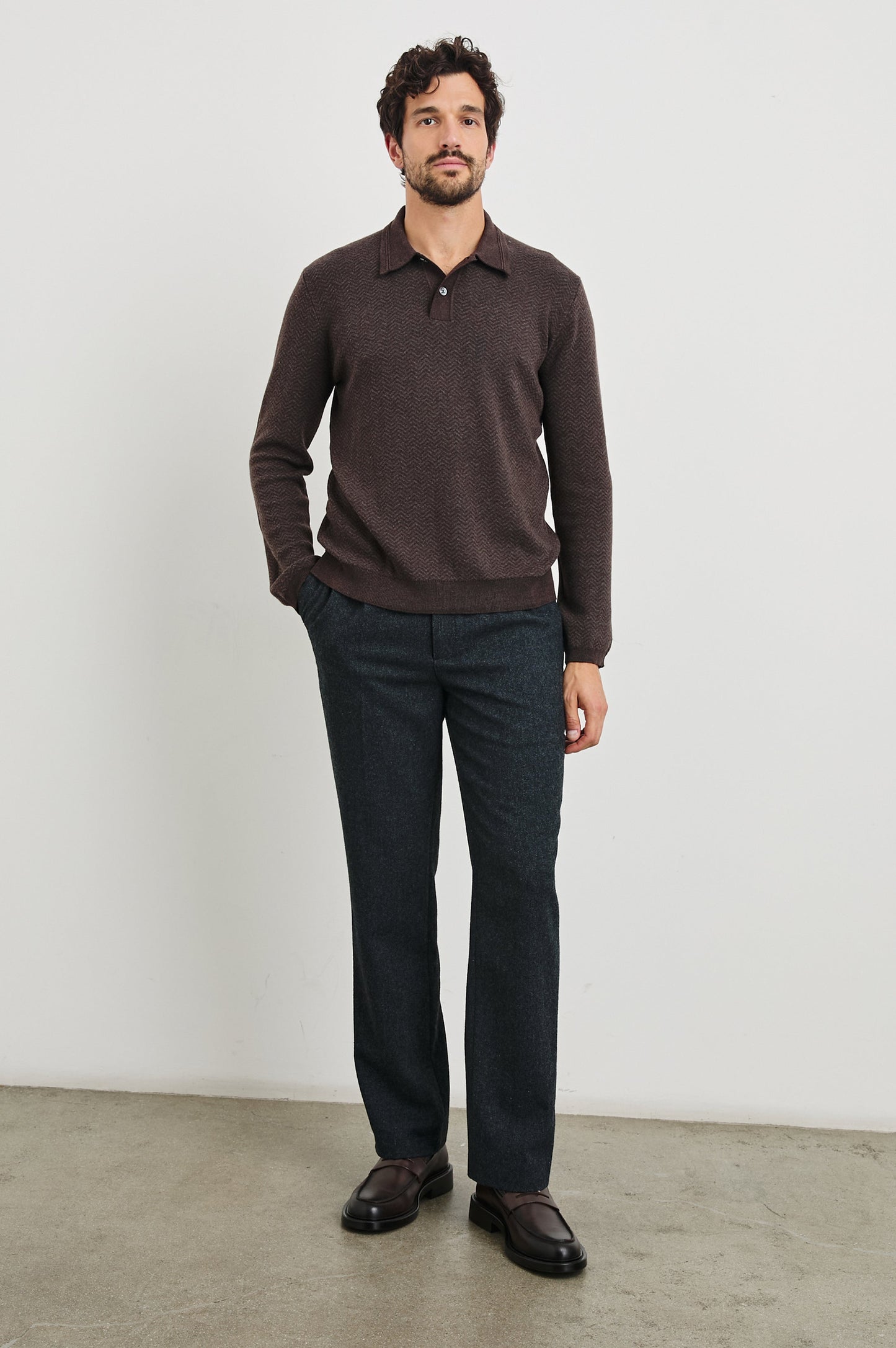 Rails - Herrington Sweater - Brown Herringbone Melange