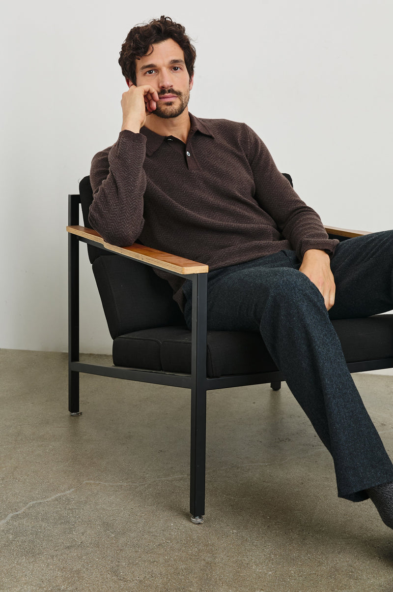 Rails - Herrington Sweater - Brown Herringbone Melange