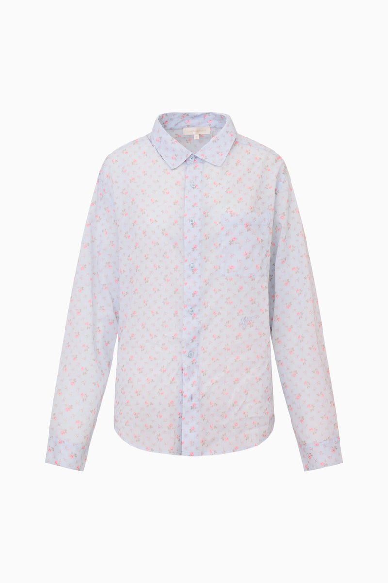 LoveShackFancy - Hudley Floral Cotton Unisex Shirt - Chapparal Blue