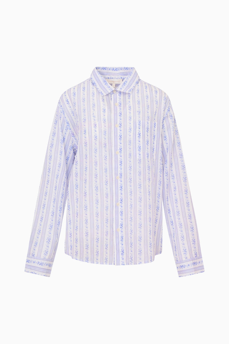 LoveShack Fancy - Hudley Floral Cotton Unisex Shirt - Denim Sky