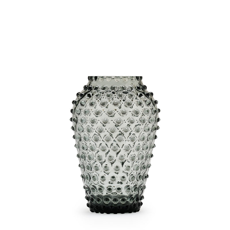 Hobnail Vase - Barrel - Charcoal Haze