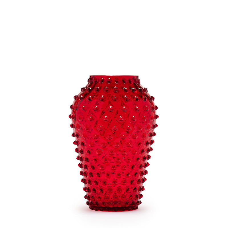 Hobnail Vase - Barrel - Holly Berry