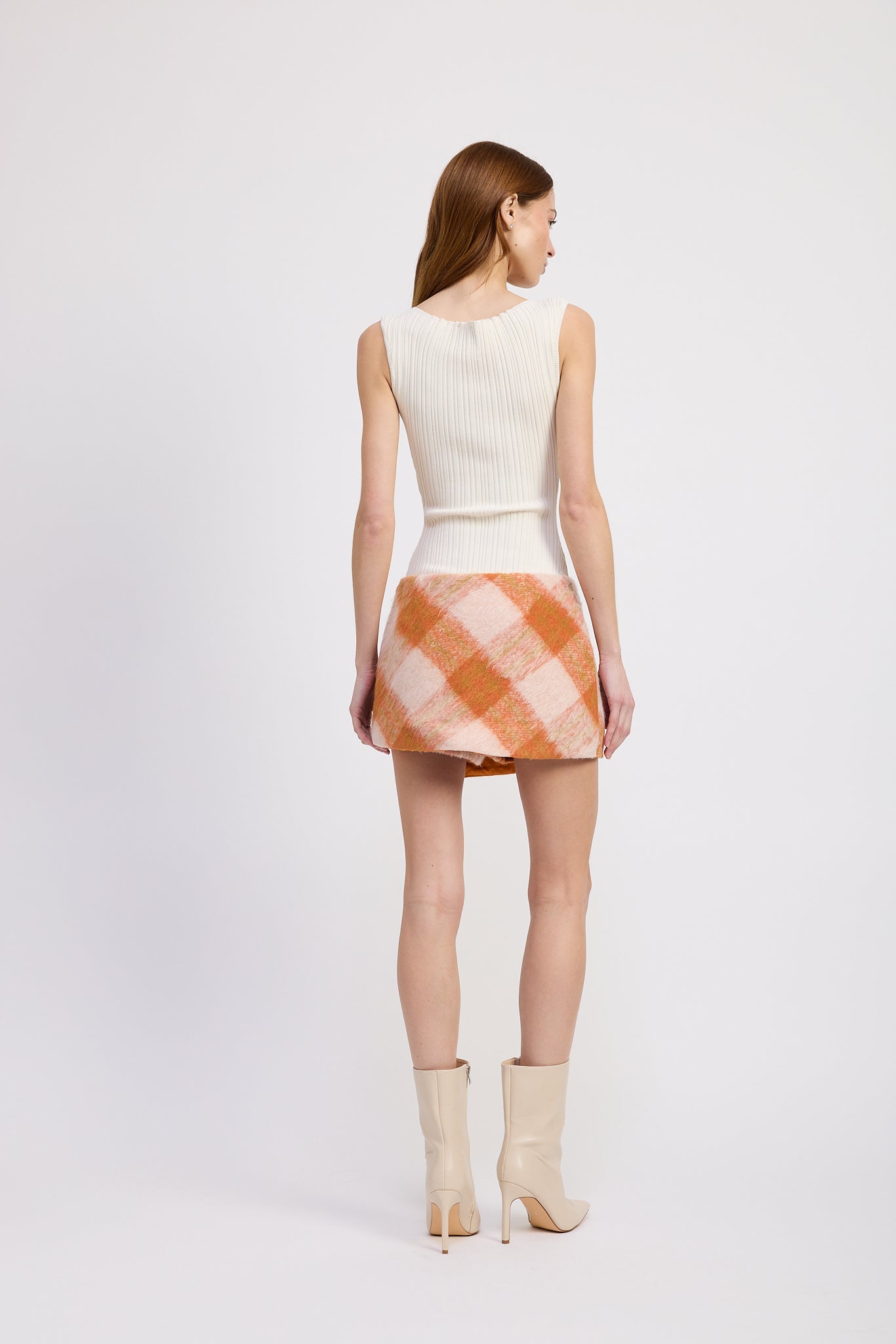 En Saison - Elizabeth Mini Skort - Orange Plaid