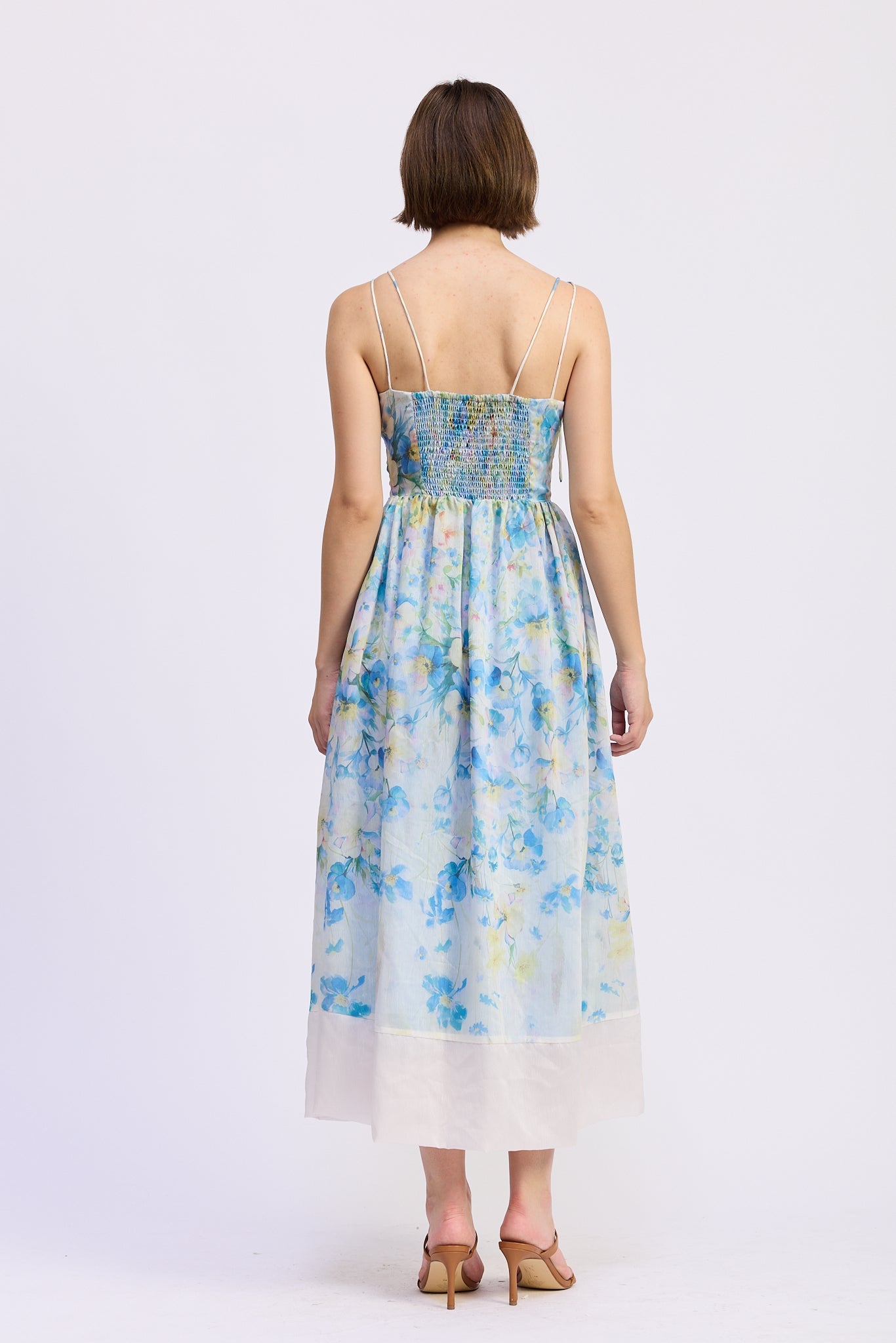 En Saison - Vivian Midi Dress - Ivory Blue Yellow