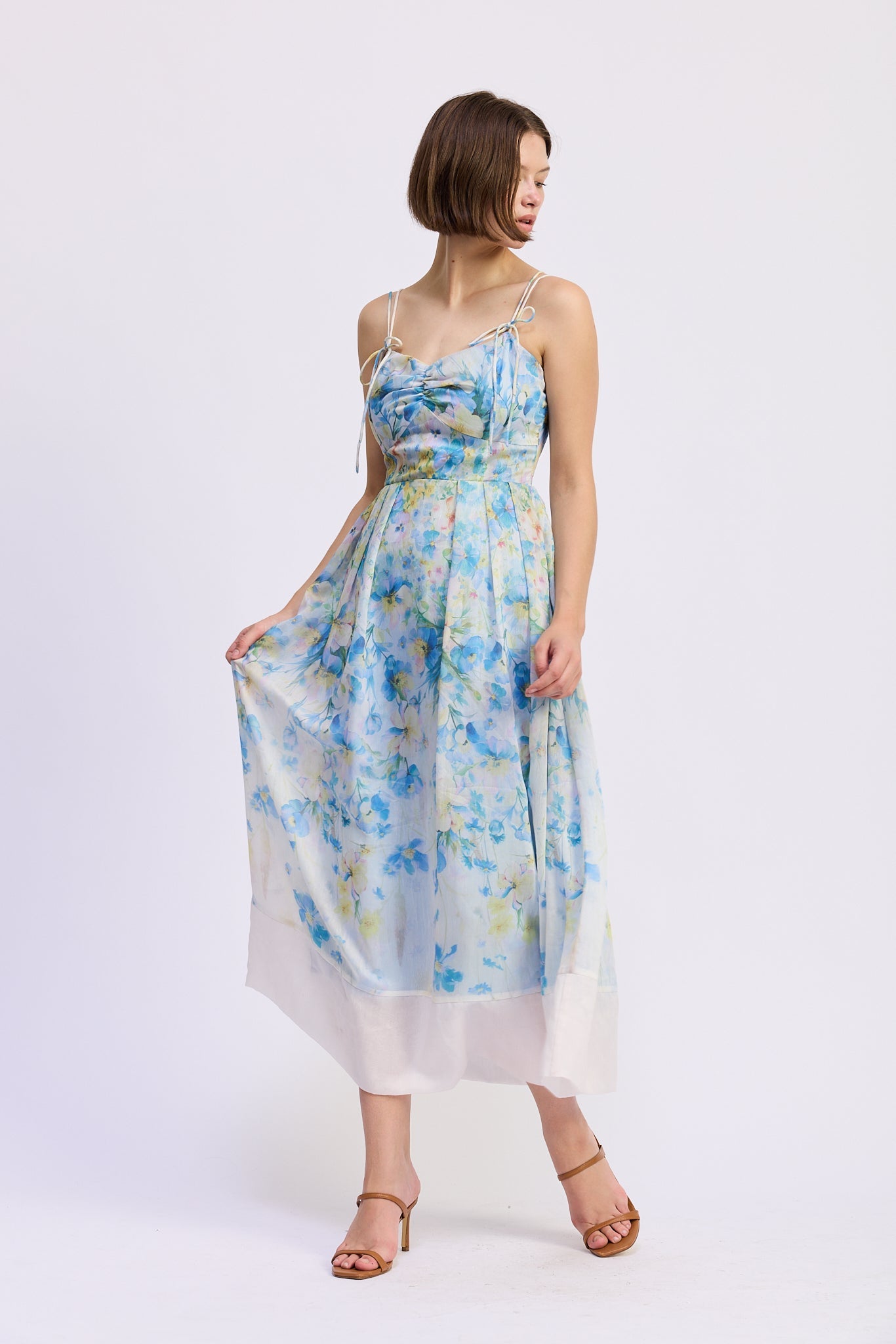 En Saison - Vivian Midi Dress - Ivory Blue Yellow