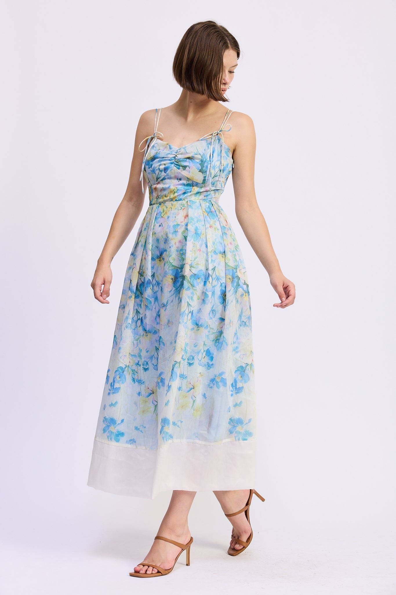 En Saison - Vivian Midi Dress - Ivory Blue Yellow