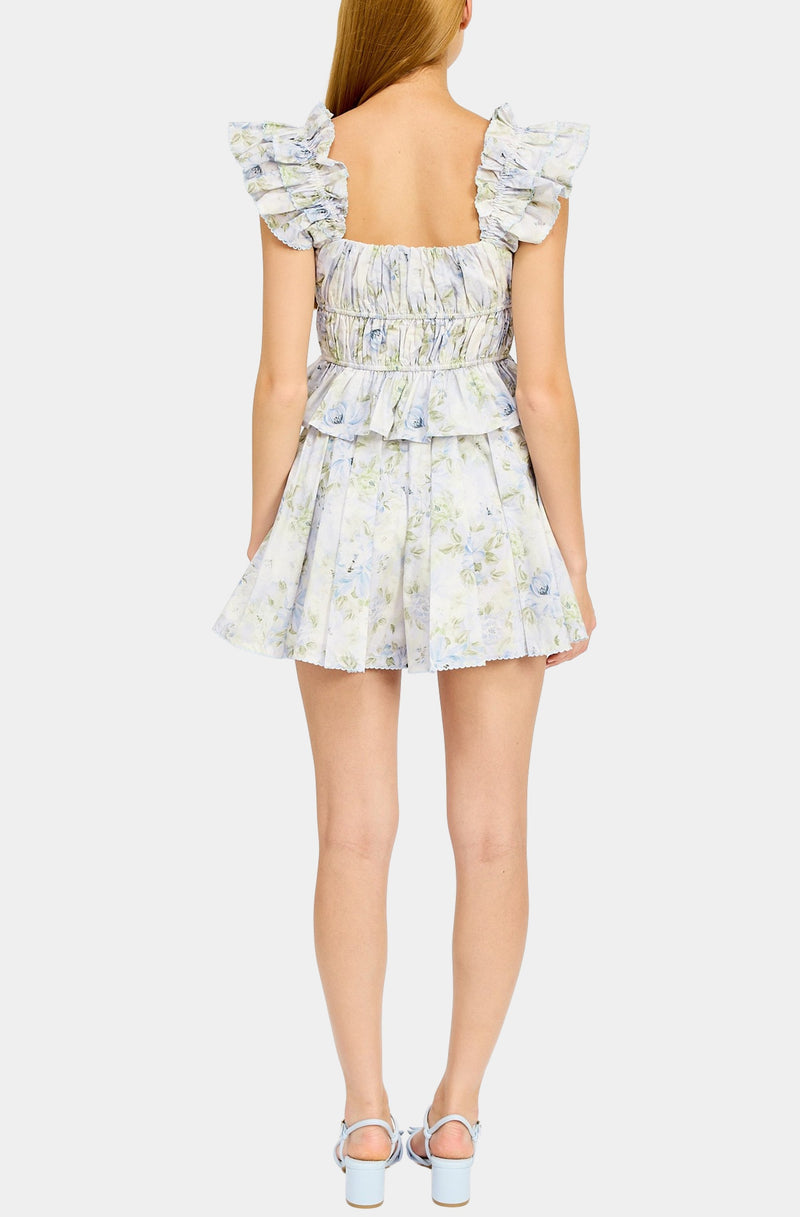 Scarlet A-Line Shorts in Blue Sage Floral, view 3