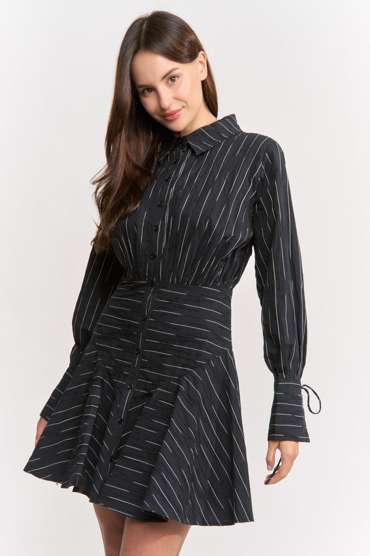 En Saison - Tricia Mini Shirt Dress - Black Ivory