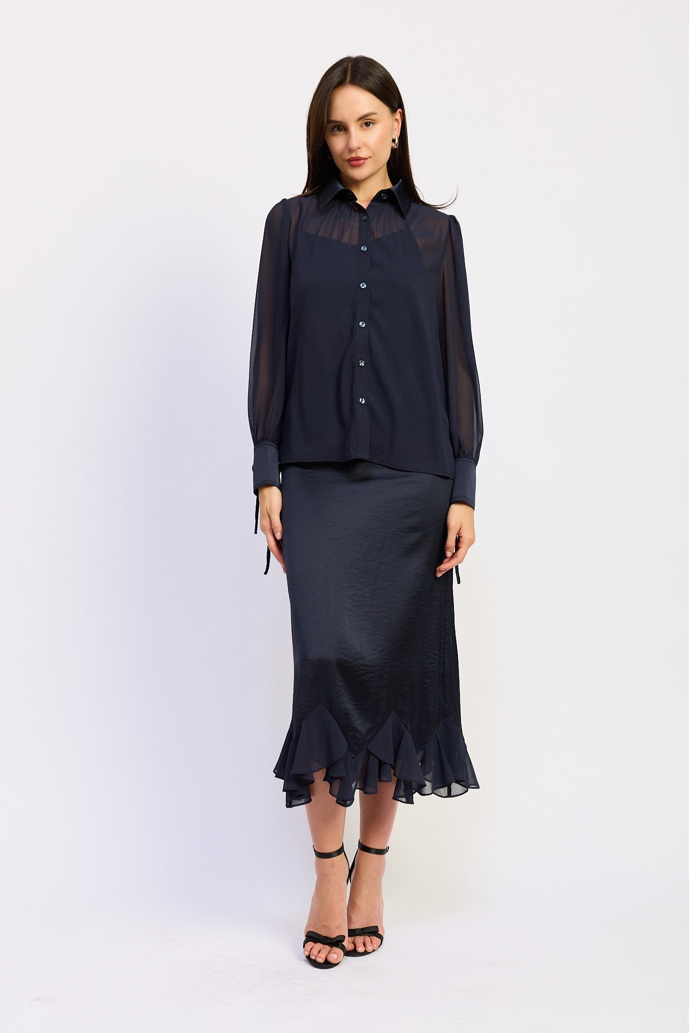 En Saison - Gia Maxi Slip Skirt - Navy
