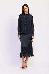 Gia Maxi Slip Skirt - Navy