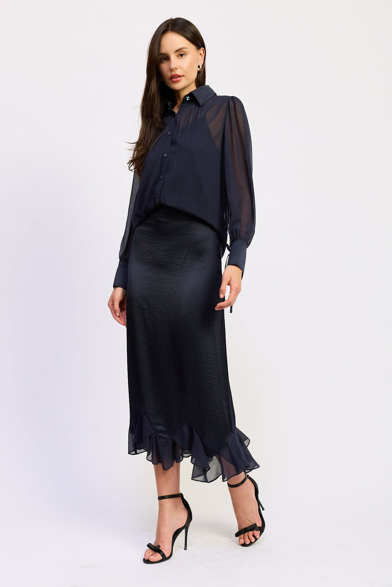 Gia Maxi Slip Skirt - Navy