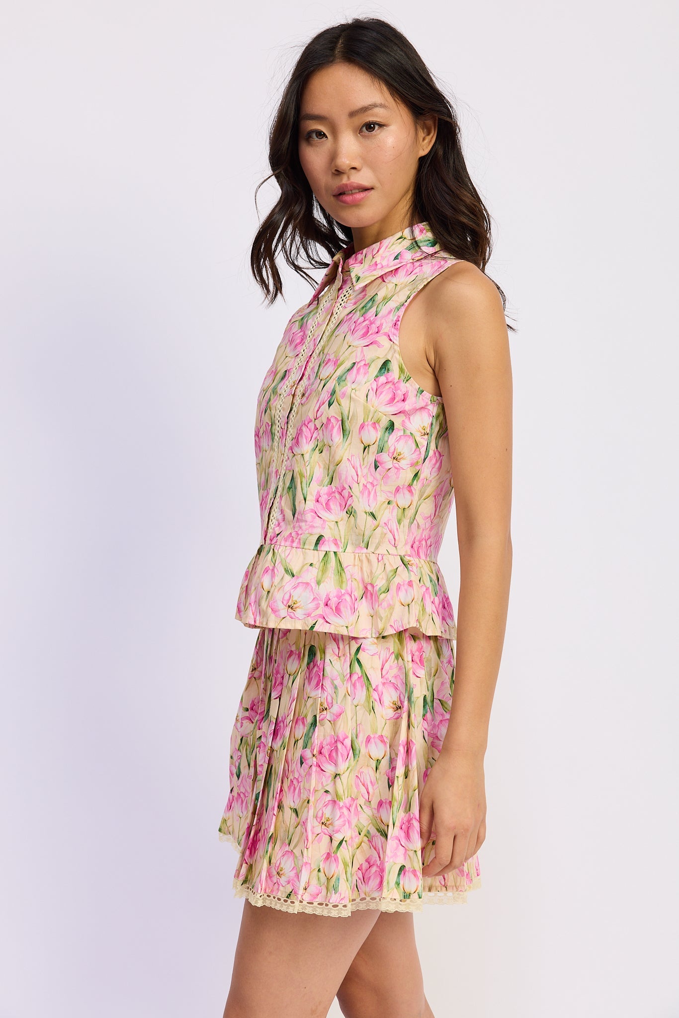 En Saison - Arya Peplum Blouse - Cantaloupe Pink