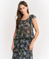 Lindsey Blouse Top - Navy Green Blue