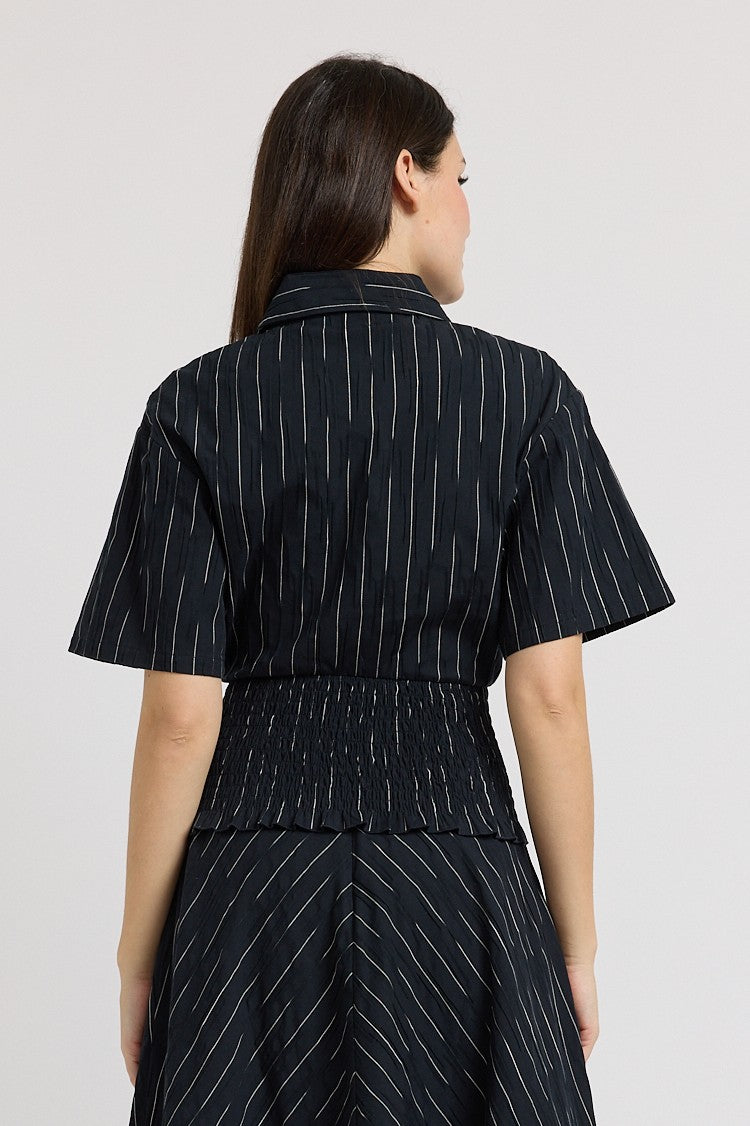 En Saison - Tricia Peplum Shirt - Black Ivory
