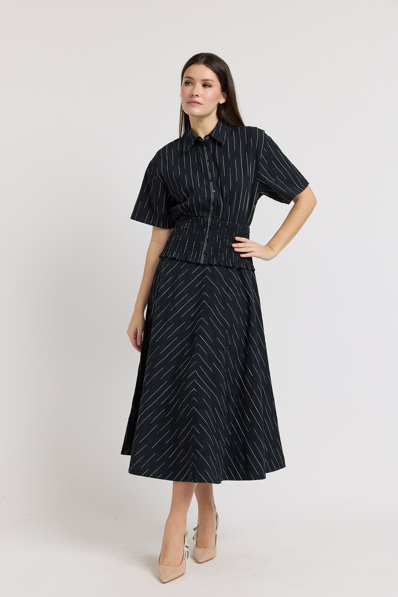 En Saison - Tricia Peplum Shirt - Black Ivory