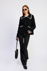 En Saison - Piper Knit Cardigan - Black White