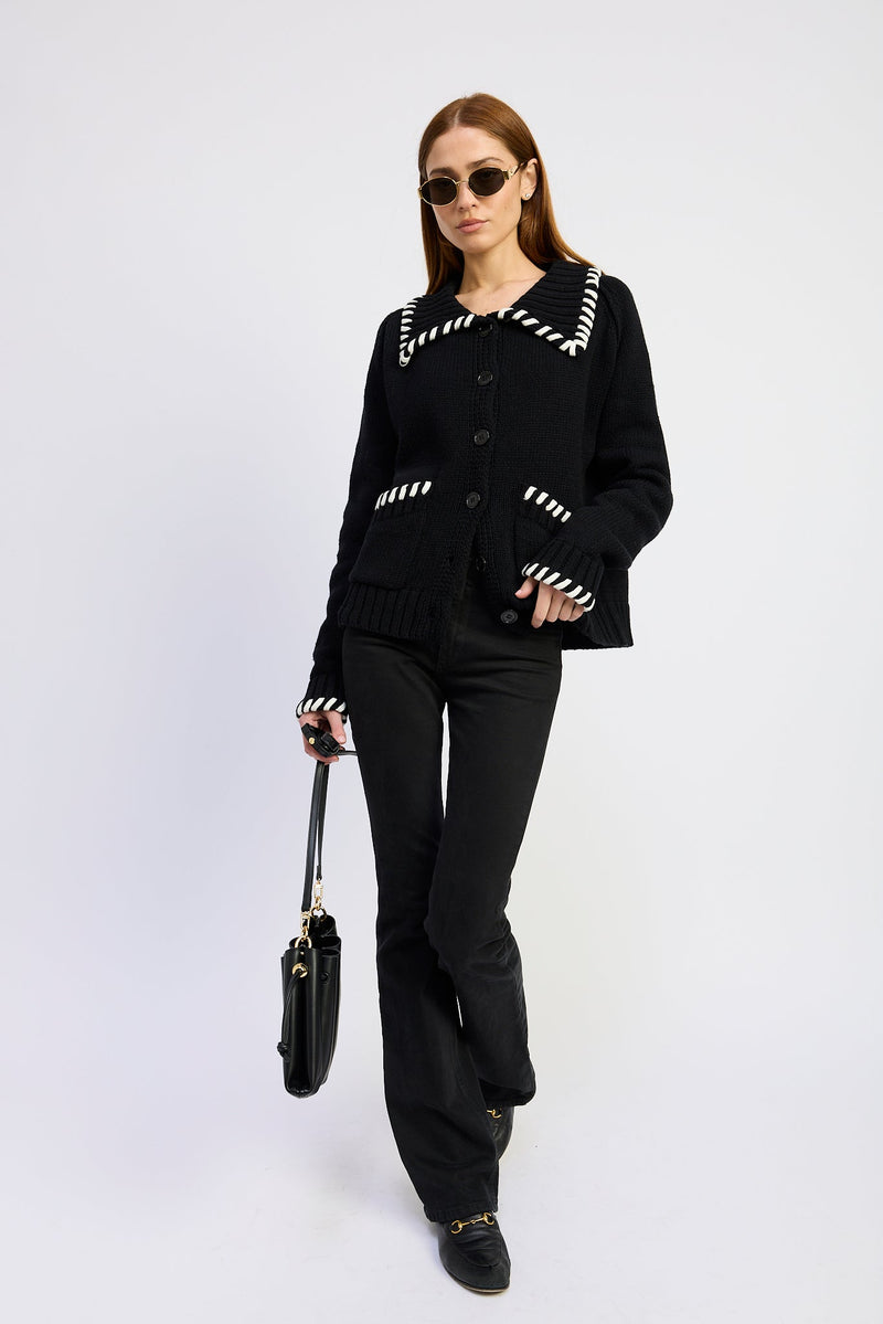 En Saison - Piper Knit Cardigan - Black White