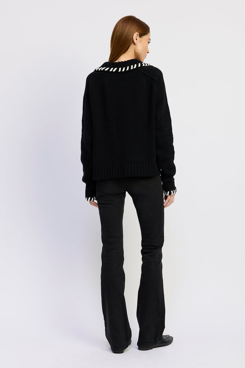 En Saison - Piper Knit Cardigan - Black White
