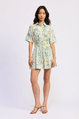 En Saison - Elise Mini Dress - Sage White Yellow