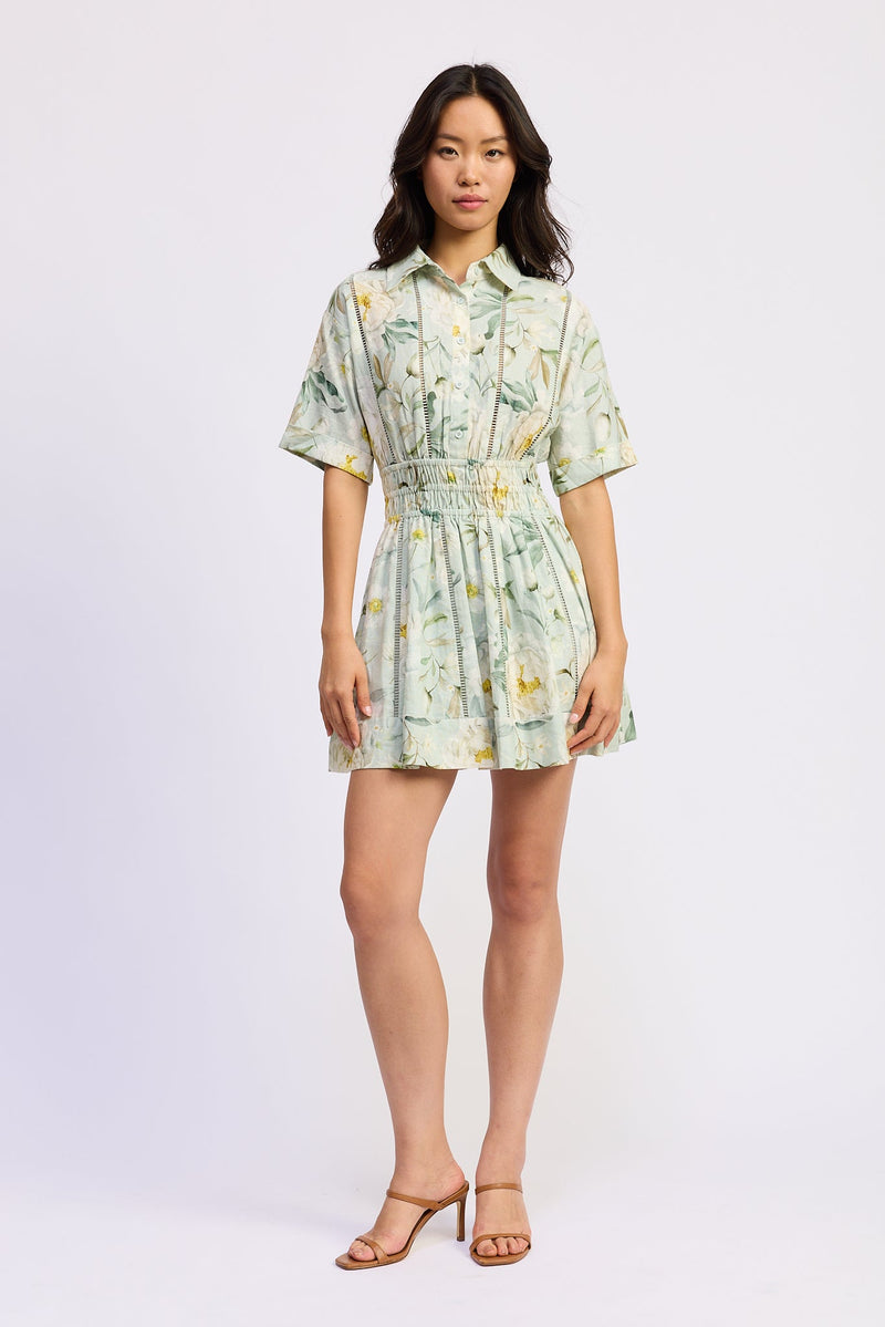 En Saison - Elise Mini Dress - Sage White Yellow