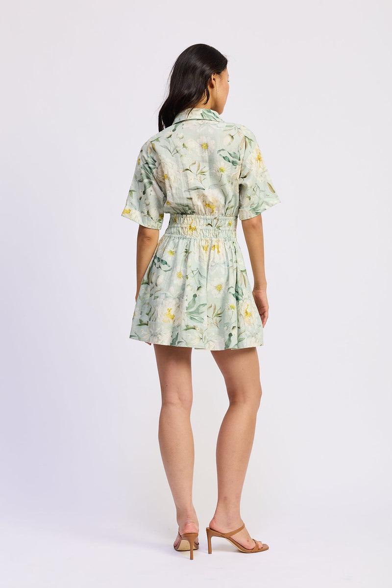 En Saison - Elise Mini Dress - Sage White Yellow