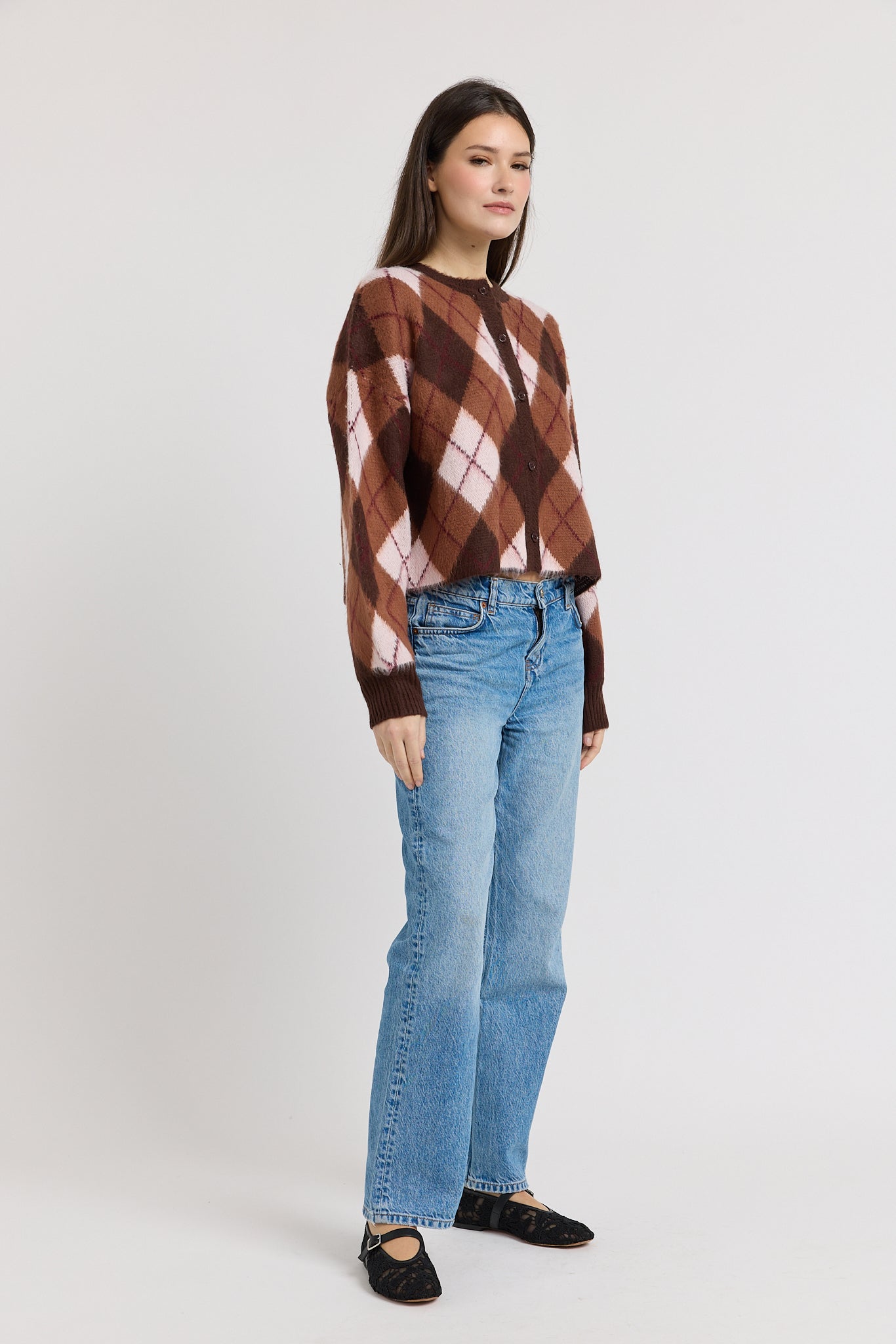 En Saison - Brooke Cardigan - Brown Pink Burgundy