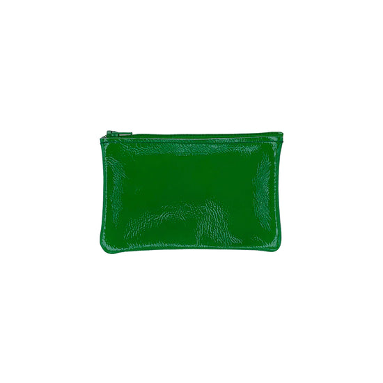 Candy Patent Small Zip Pouch, Emerald
