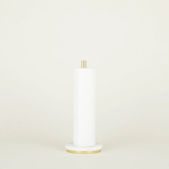 Load image into Gallery viewer, Simple Marble + Brass Paper Towel Holder
