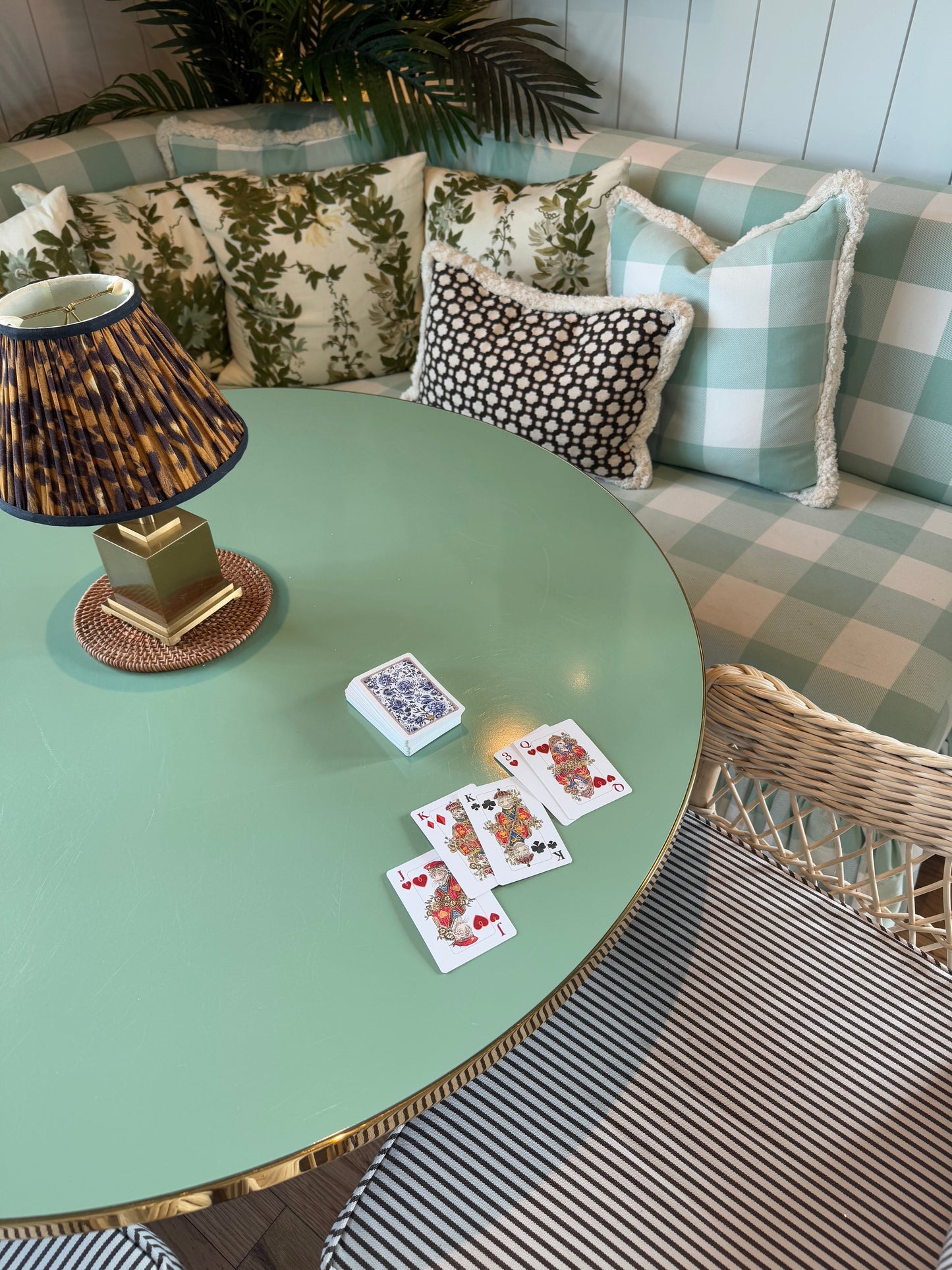 Illustrated Playing Cards with Tiger Motif and Needlepoint Accents, CHINOISERIE BLEU