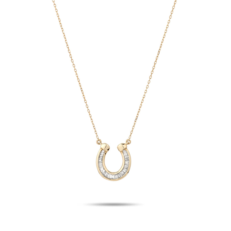 Adina Reyter - Diamond Baguette Horseshoe Necklace in 14K Yellow Gold