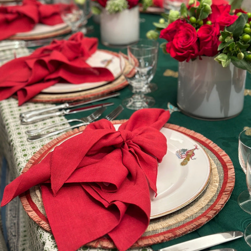 Dot print tablecloth, green