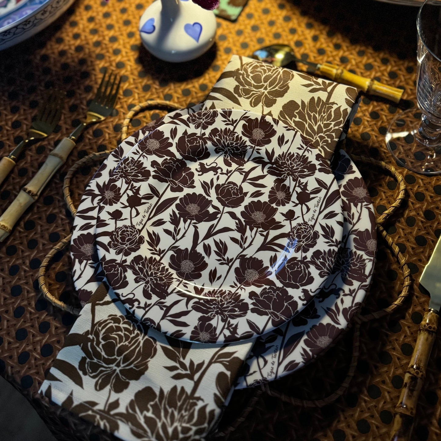 8” Melamine Salad / Dessert Plate, ITALIAN PEONY, Set of 6