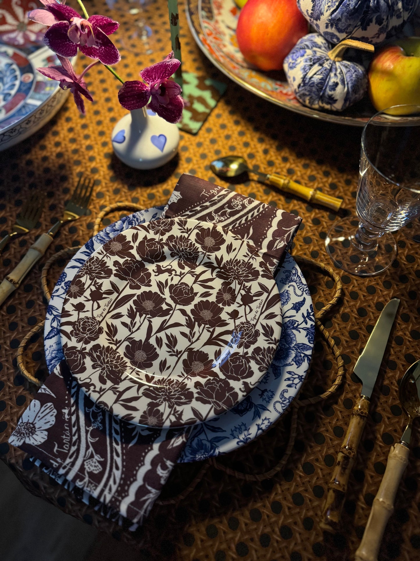 8” Melamine Salad / Dessert Plate, ITALIAN PEONY, Set of 6